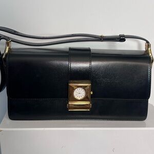 shoulder bag with real watch Black